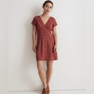 Madewell Shirred Button-Front Mini Dress Antique Rose Size 2